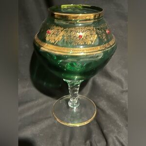 Elegant Green and Gold Decorative Glass candy dish